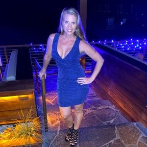 Blue sparkle bodycon dress